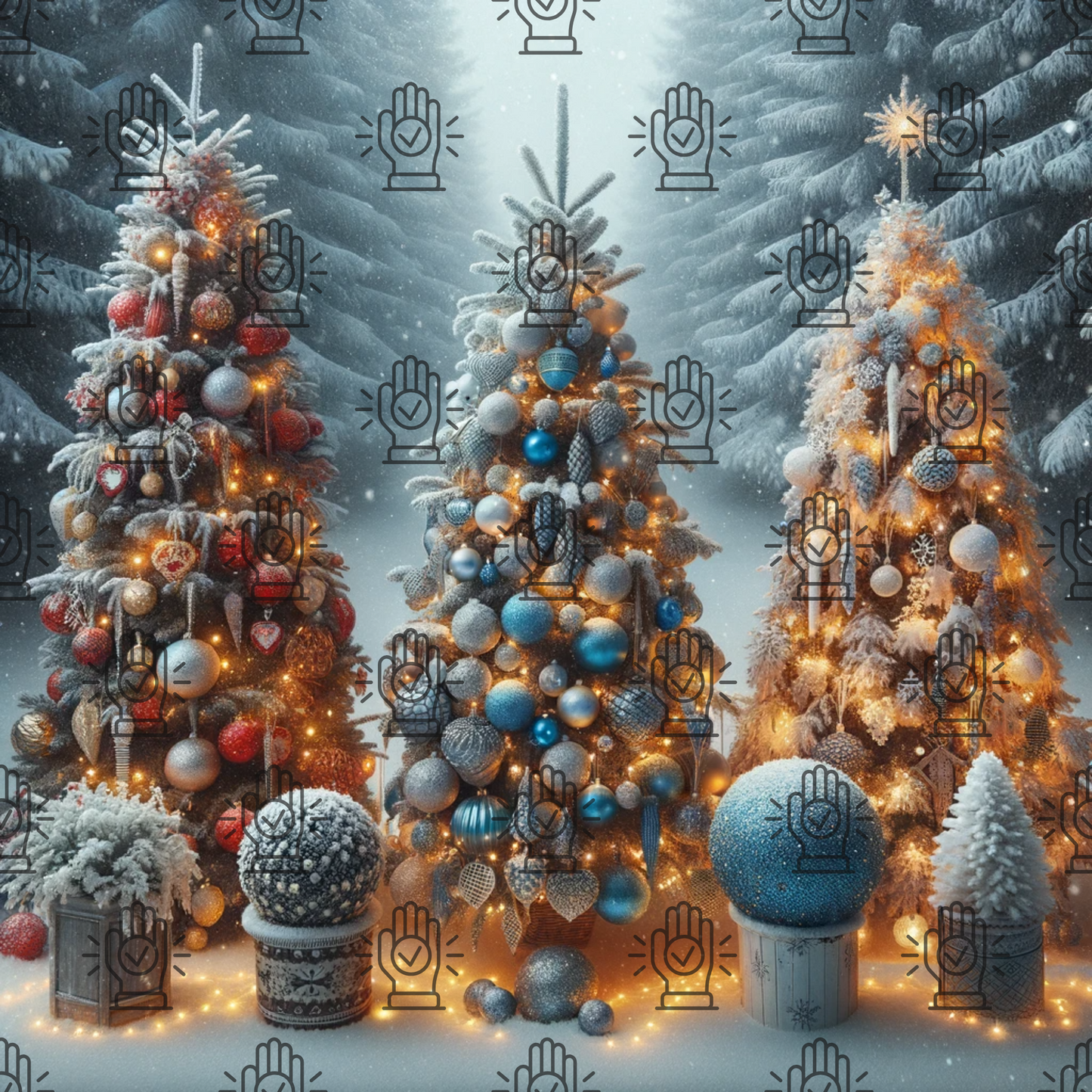 Whimsical Christmas Trees Patterns-PNG