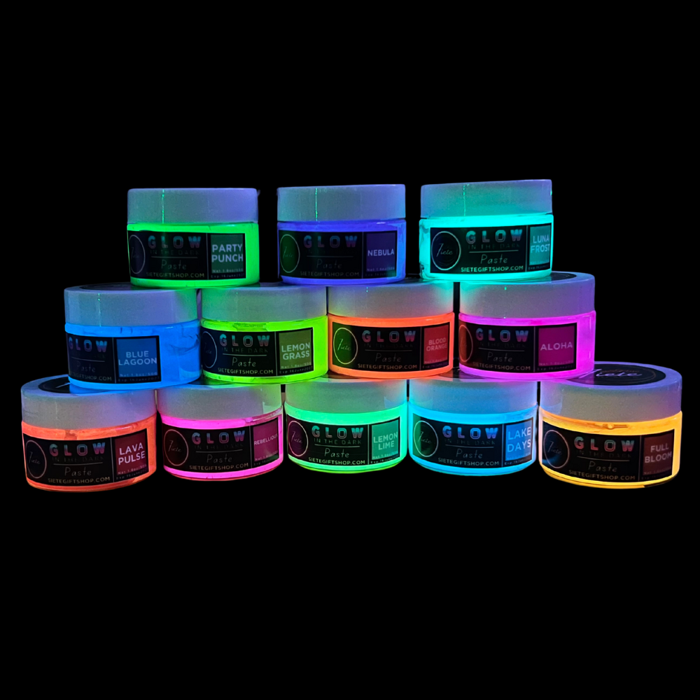 Glow-On Pigment Paste Set – 12 Vibrant Glow-in-the-Dark Colors