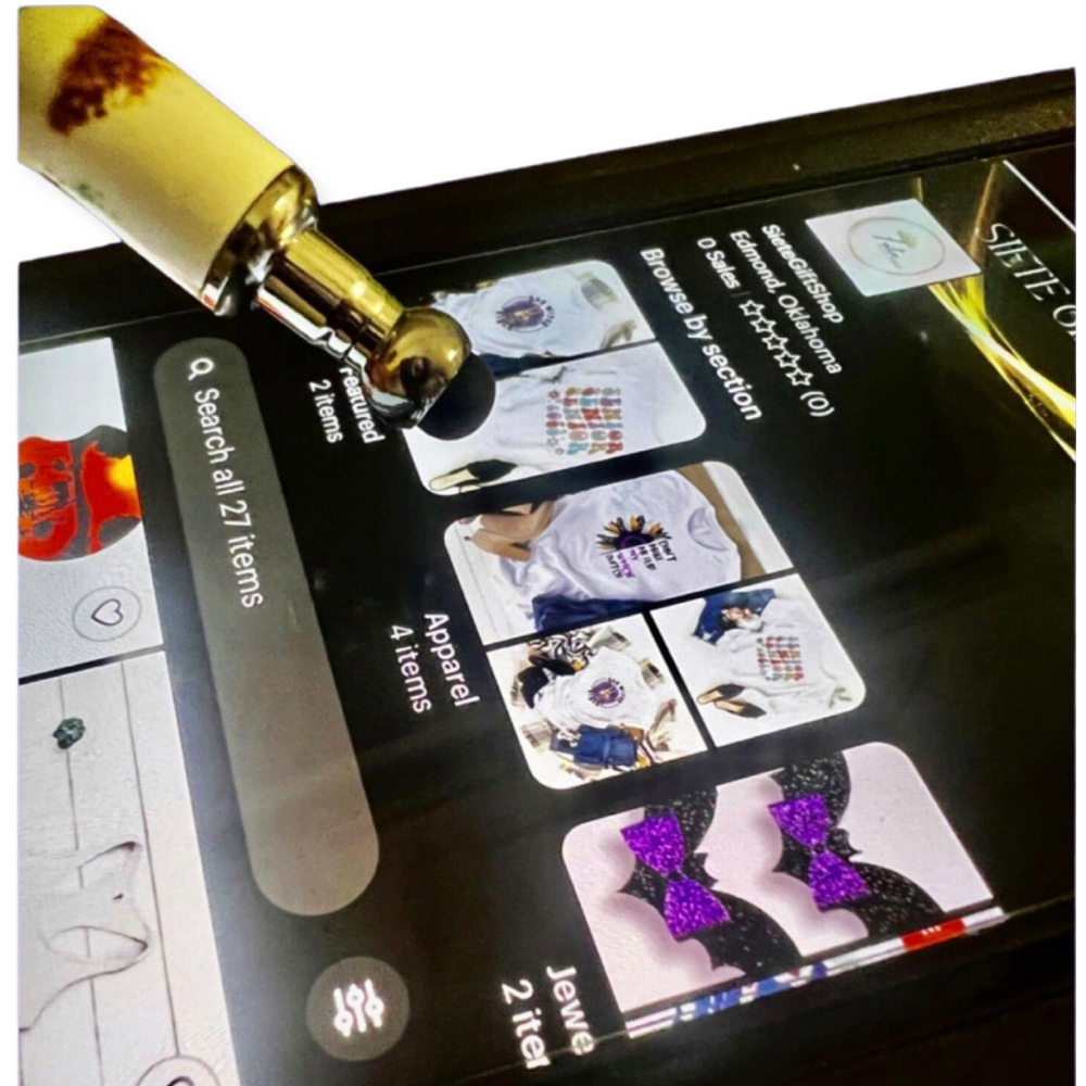 Pen and Mechanical Pencil Set with Colorful Floral design, the pen having a quick drying gel ink 2 in 1 stylus. Pencil is 0.7MM lead.