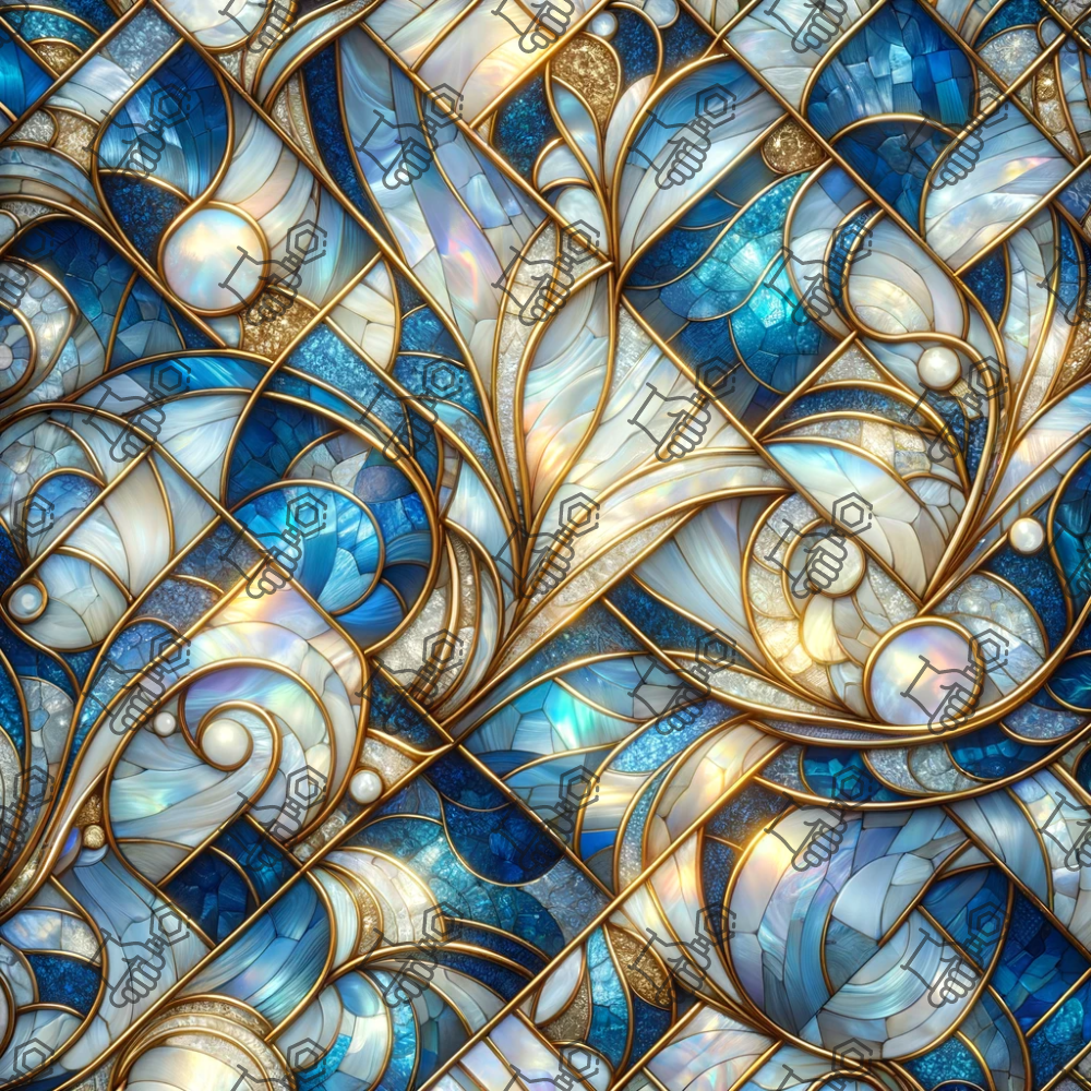 Mother of Pearl Shattered Glass Blue-PNG