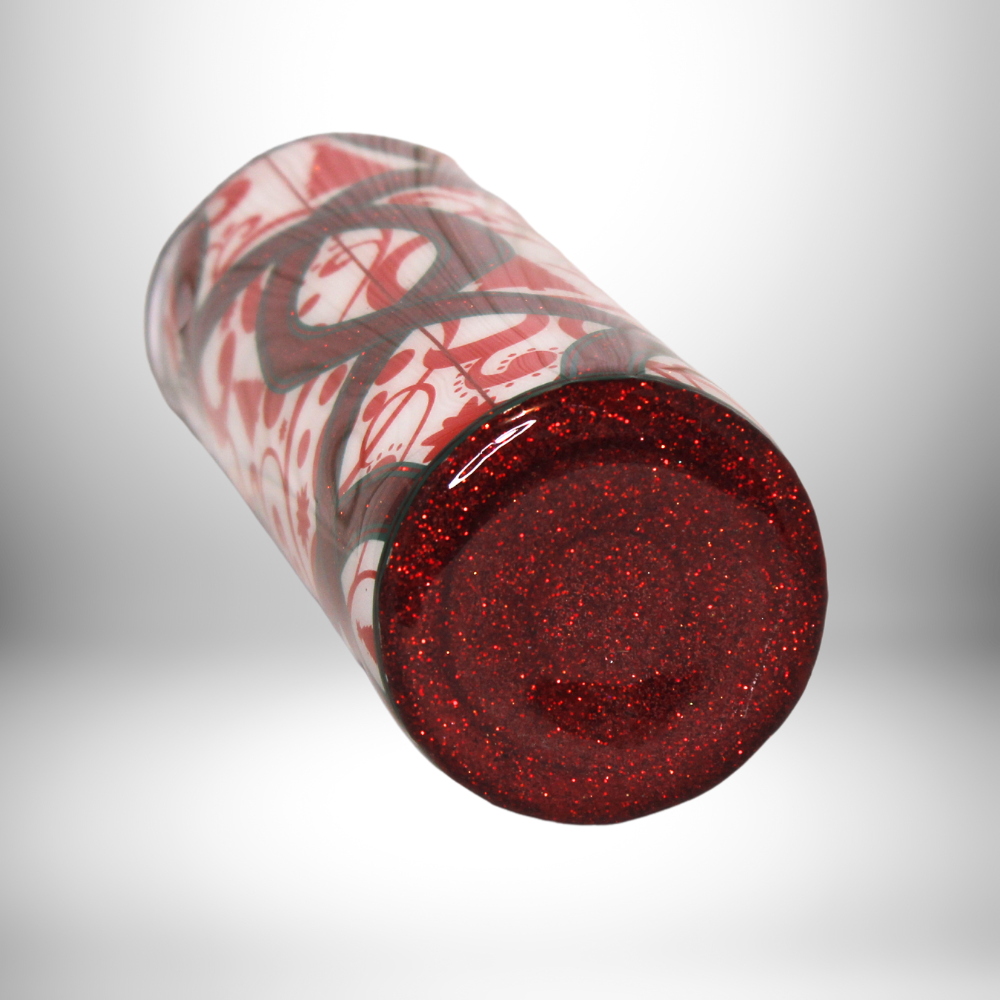 20oz Glitter Tumbler - Wavy Red Christmas