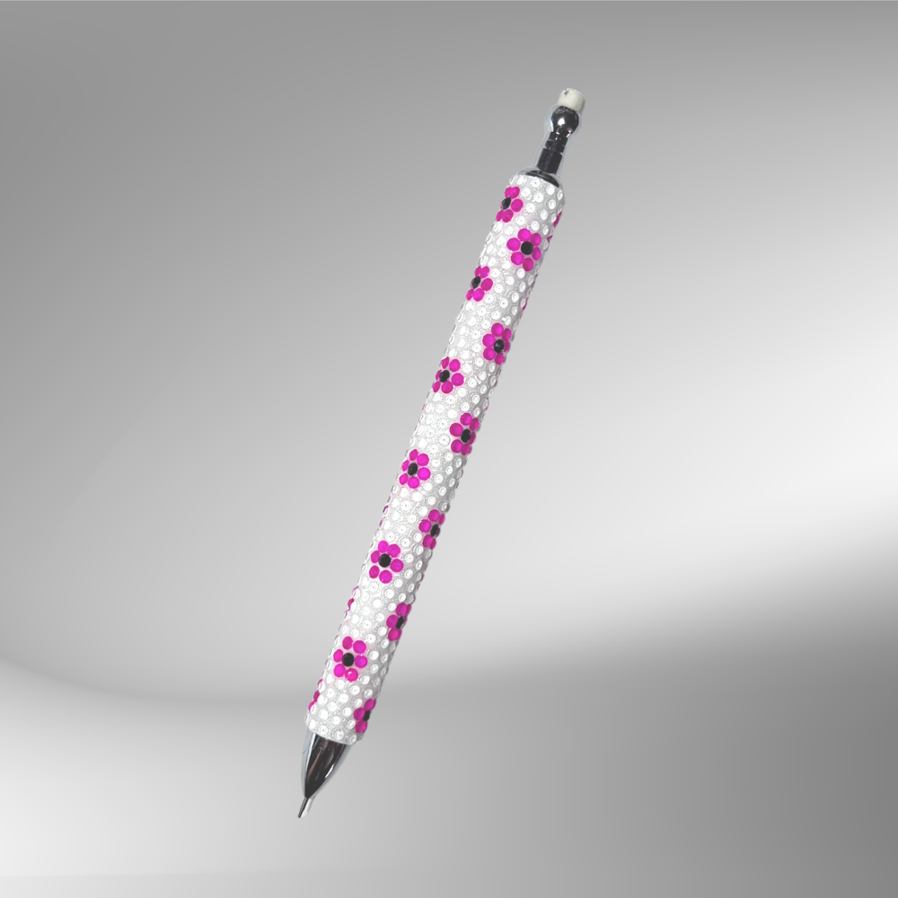 Glow in the Dark Daisy Rhinestone Pen Stylus Drying Gel Ink, 2 in-1 Stylus Gel Ink Pen, .5MM Metal Pen Stylus for Touch Screens. Pen and Pencil Set.