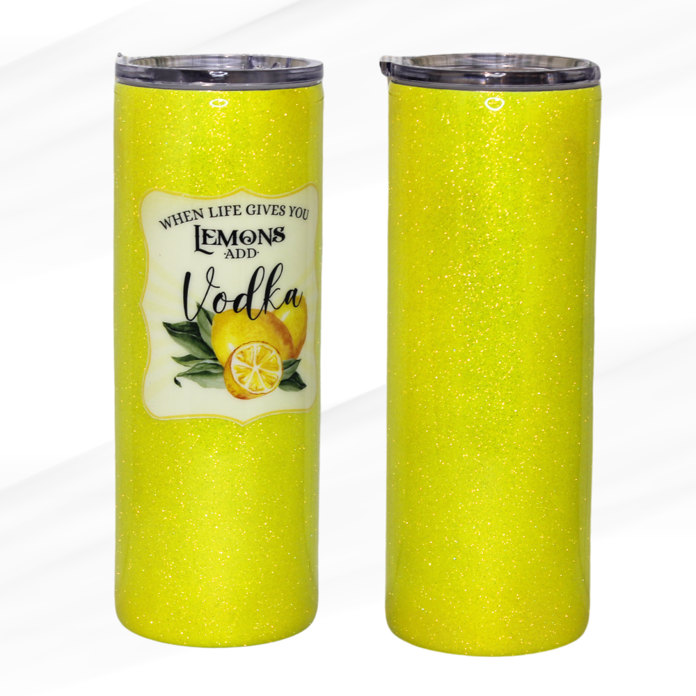 20oz Glitter Tumbler with Twist Top - When Life Give You Lemons Add Vodka - Cristina
