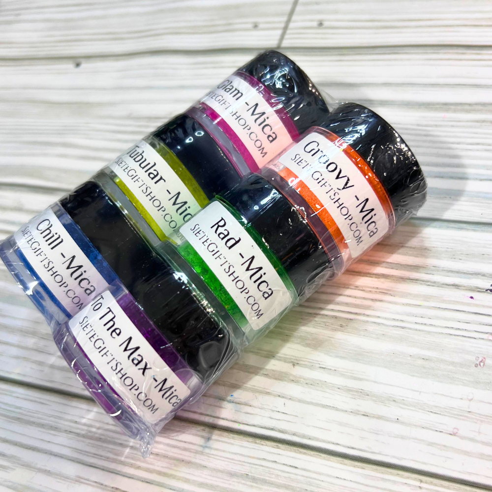 Neon Mica Powder Sample Size Bundle – 6 Colors