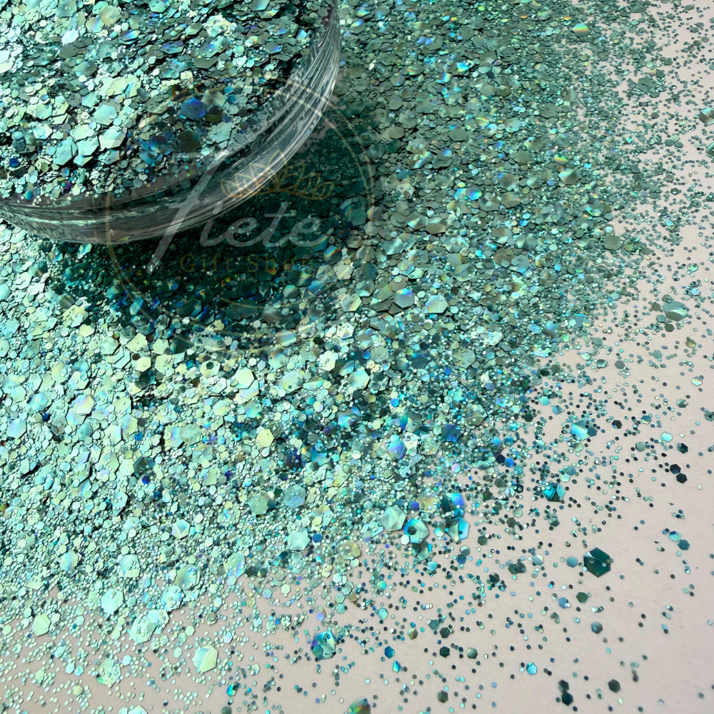 Seafoam - Holographic Cat Eye Glitter - Mixed