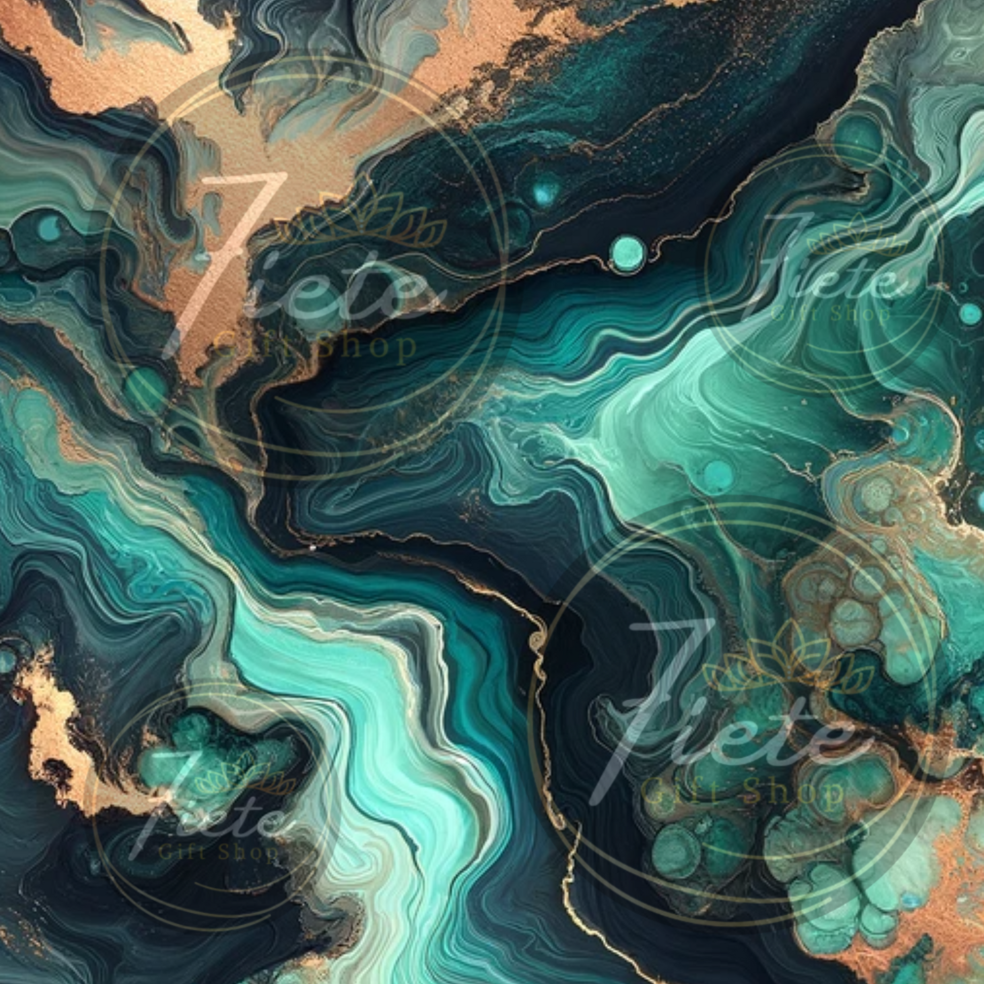 Turquoise and gold fluid colors 